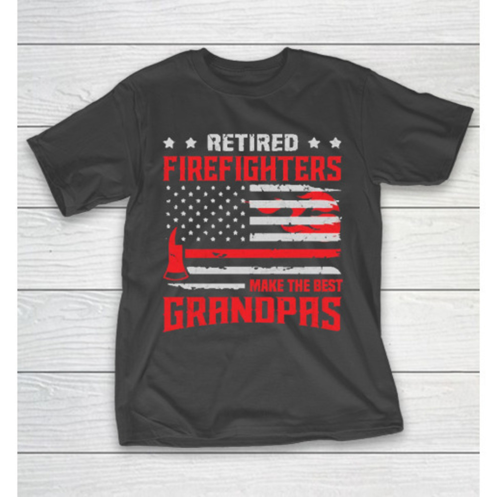 Grandpa Funny Gift Apparel Retired Firefighter Grandpa Thin Red Line Tshirt